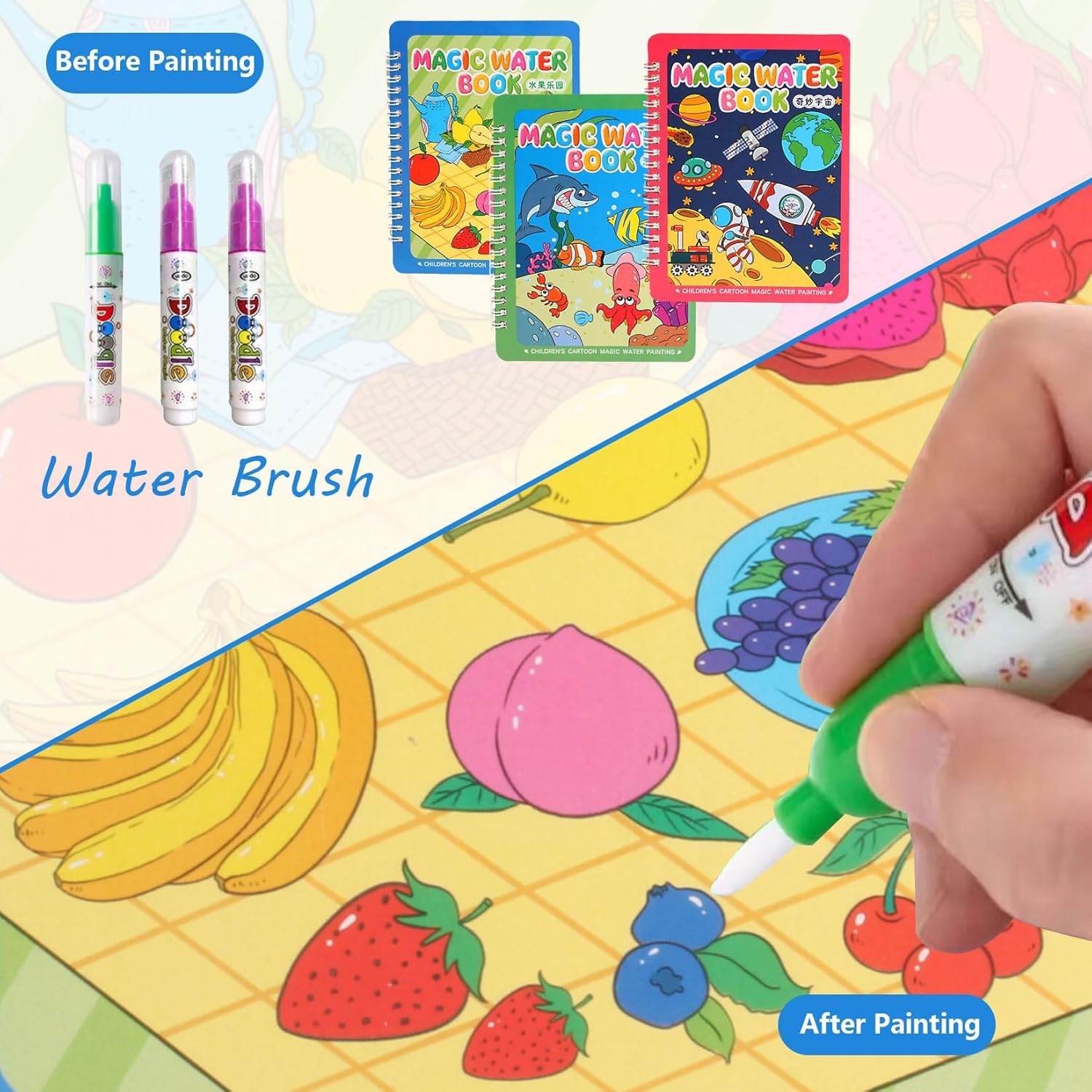 BUY 1 GET 1 FREE Reusable™️ 8 pages Magic Water Painting & Drawing Board Book + Doodle pen