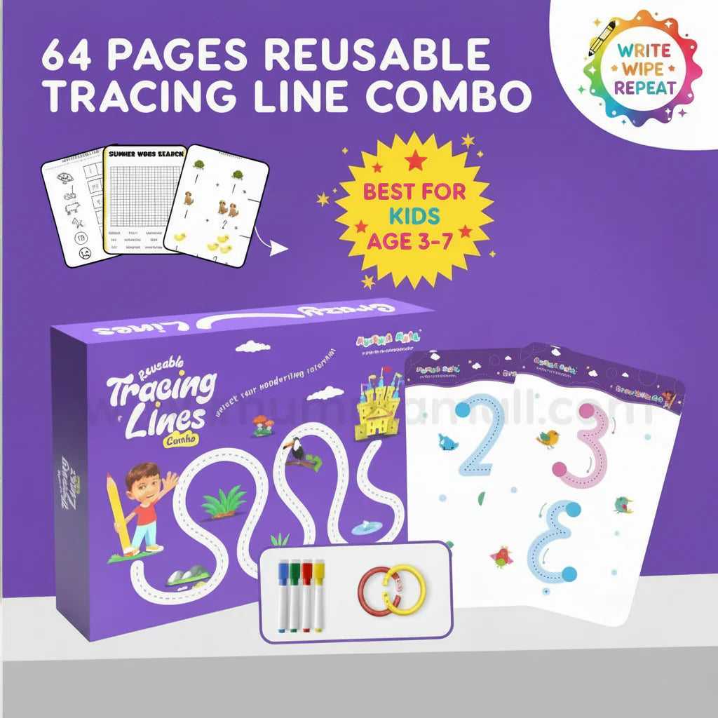Reusable Tracing Book With 64 Pages - Perfect for early learning & imagination!